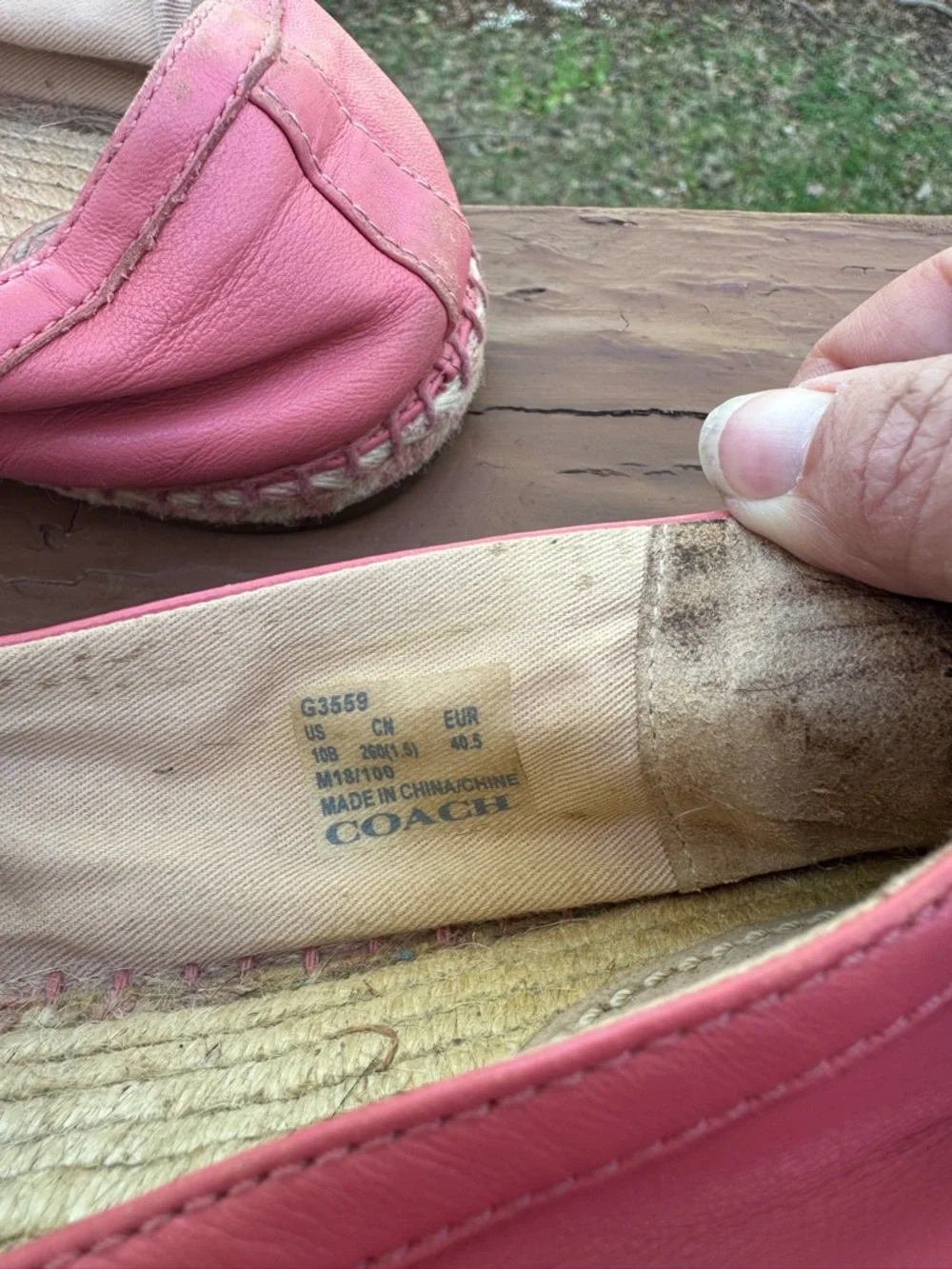 Coach pink leather espadrille shoes